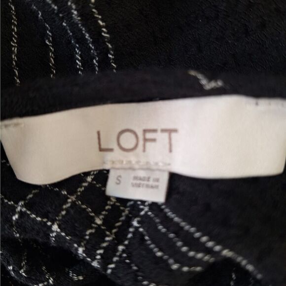 Loft Womens Babydoll Top Black Plaid Cap Sleeve Flowy Whimsigoth Small - Picture 2 of 9